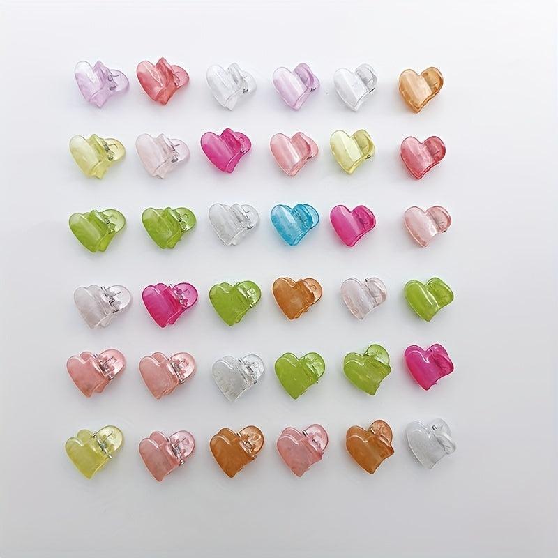 36pcs Mini Heart Hair Claw Clip Non Slip Jaw Clamp Hair Decoration Accessory