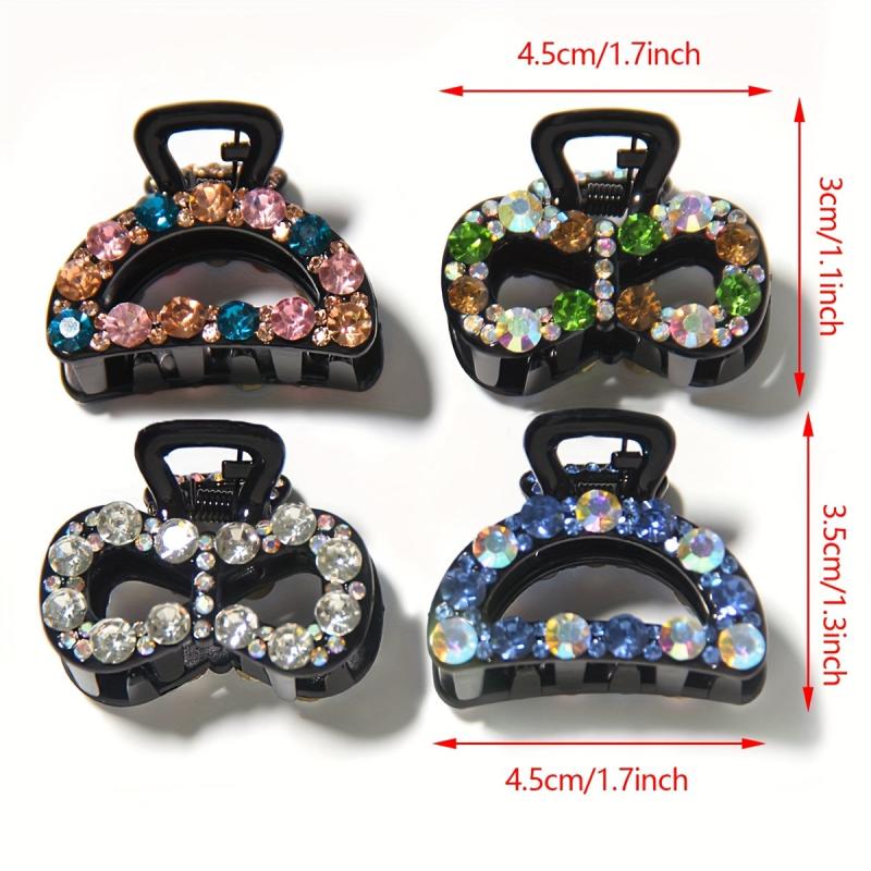 Rhinestone Hair Claw Set Mini Shark Claw Ponytail Holder Vintage Hair Accessorie