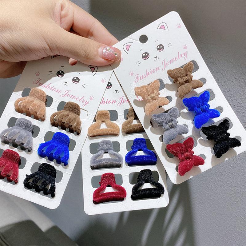 6 Pcs Set Trumpet Bangs Clip Flocking Edge Clip Hair Claw Headdress Hair Accesso