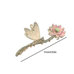 Chinese Style Lotus Flower Hair Claw Clip Vintage Enamel Non Slip Grip Hair Jaw