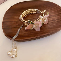 Faux Pearl Flower Hair Claw Mini Shark Claw Head Jewelry Hair Accessories