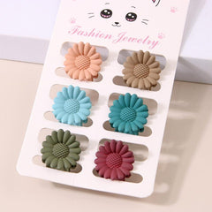 6pcs Mini Flower Bow Hair Claw Clip Strong Grip Hair Jaw Clip