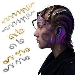 Viking Long Hair Beads Spiral Coils Dreadlock Braids Rings Clips Metal Cuffs