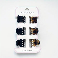 6pcs Vintage Matte Hair Claw Mini Plastic Shark Claw Ponytail Holder
