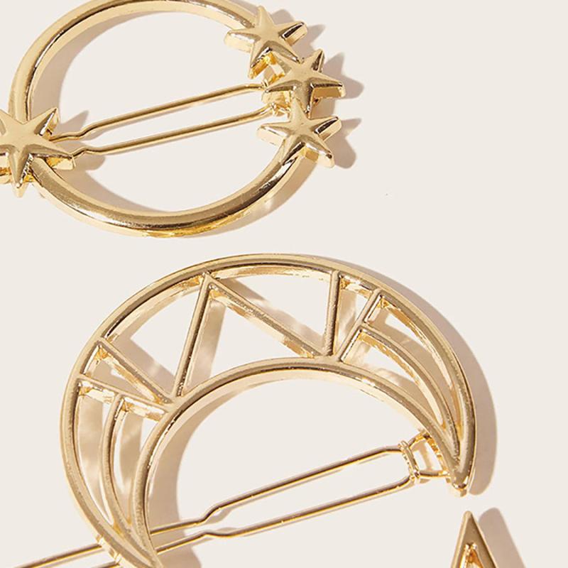 4pcs Star Moon Lotus Hair Clips Set