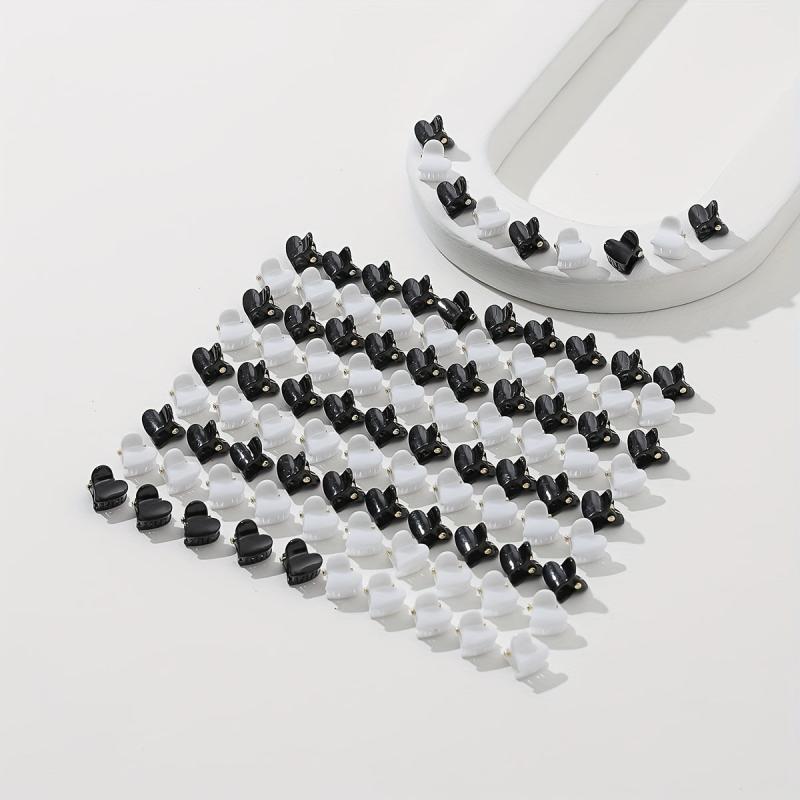 100pcs Mini Glossy Hair Claw Heart Shaped Hair Claw Nonslip Ponytail Holder