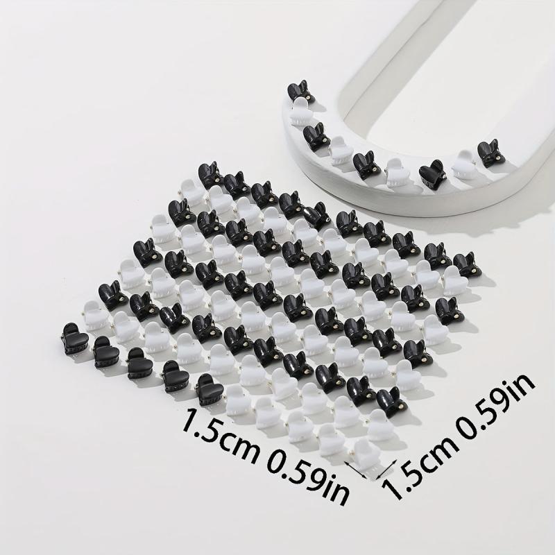 100pcs Mini Glossy Hair Claw Heart Shaped Hair Claw Nonslip Ponytail Holder
