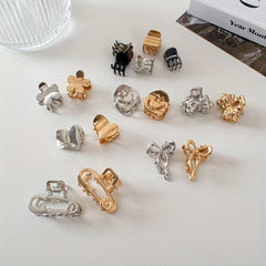 Metallic Hair Claw Clip Set Mini Hair Clip Women Girls
