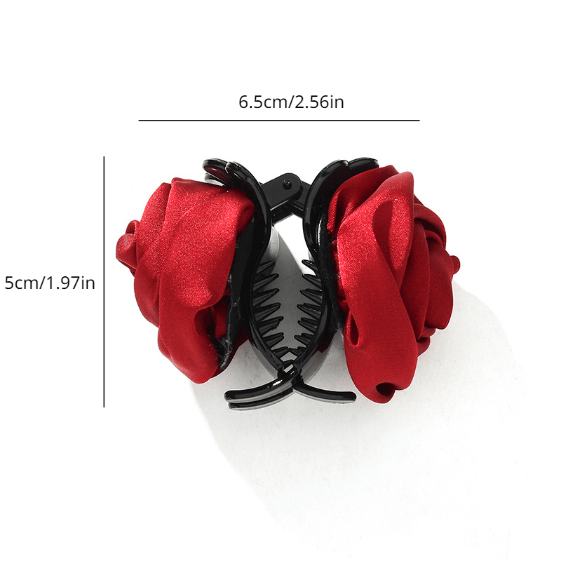 Small Fabric Rose Decor Hair Claw for Women Girls