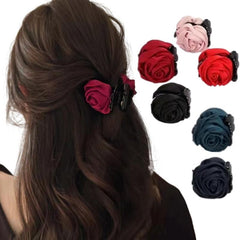 Small Fabric Rose Decor Hair Claw for Women Girls