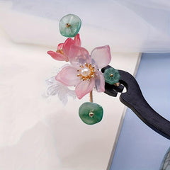 Vintage Lotus & Pearl Wooden Hair Pin Holder