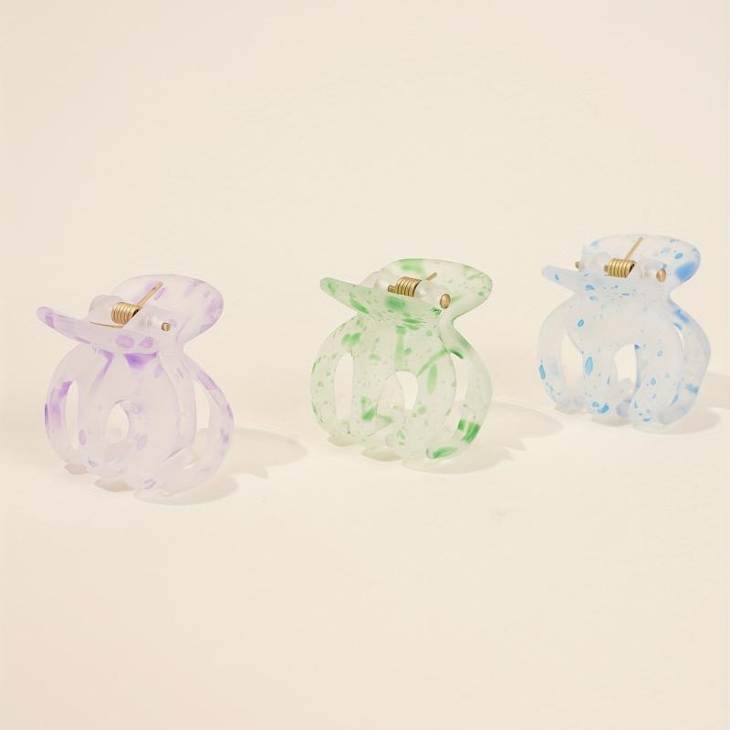 6pcs Transparent Dotted Hair Claw Mini Shark Claw Clip Hair Accessories