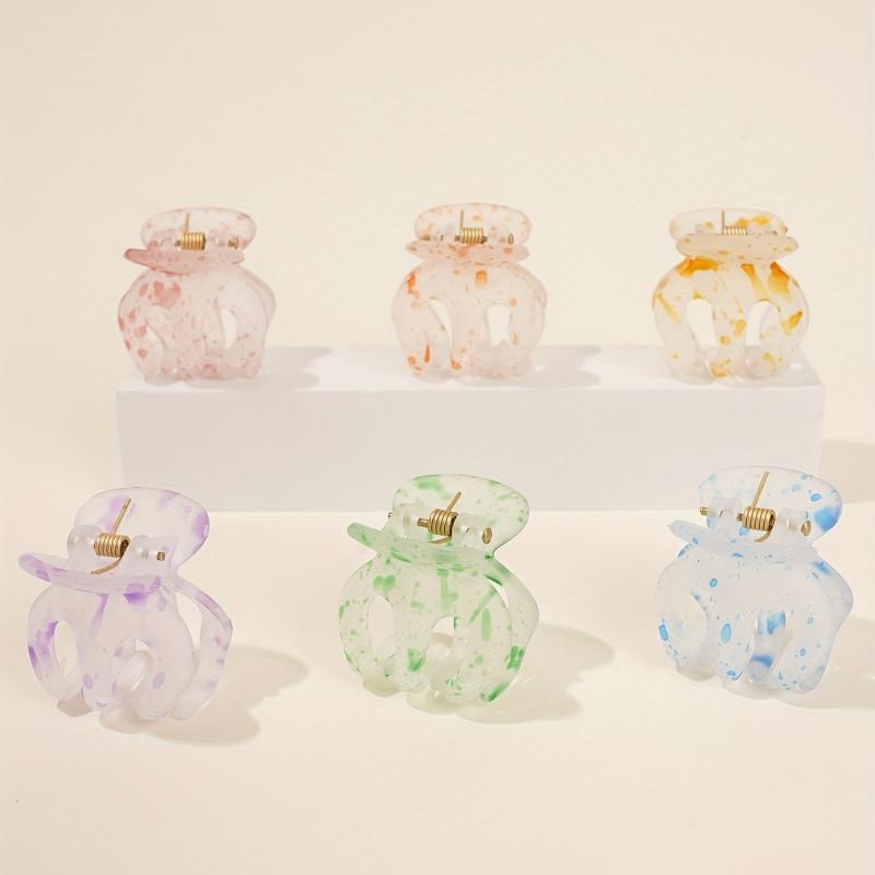 6pcs Transparent Dotted Hair Claw Mini Shark Claw Clip Hair Accessories