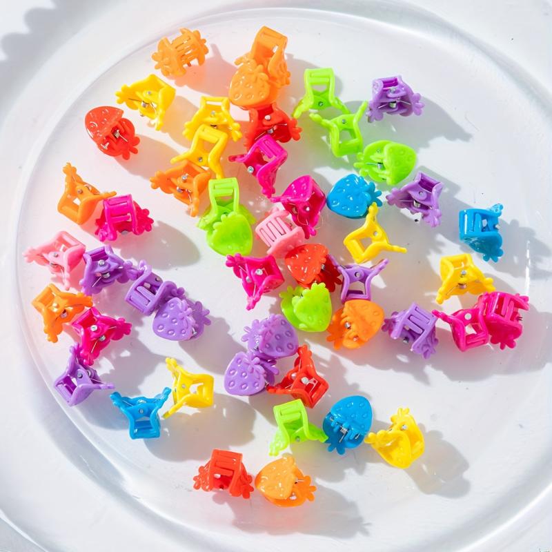 50pcs Mini Hair Claw Strawberry Shape Nonslip Hair Claw for Women Girls Baby
