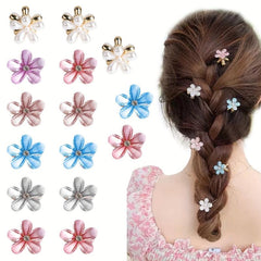 2pcs Mini Flower Hair Claw Clip Metal Hair Claw Nonslip Clip For Side Hair