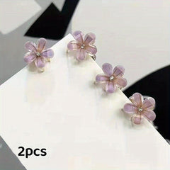 2pcs Mini Flower Hair Claw Clip Metal Hair Claw Nonslip Clip For Side Hair