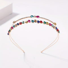 Colorful Rhinestone Hair Band Double Layered Headband Crystal Head Hoop