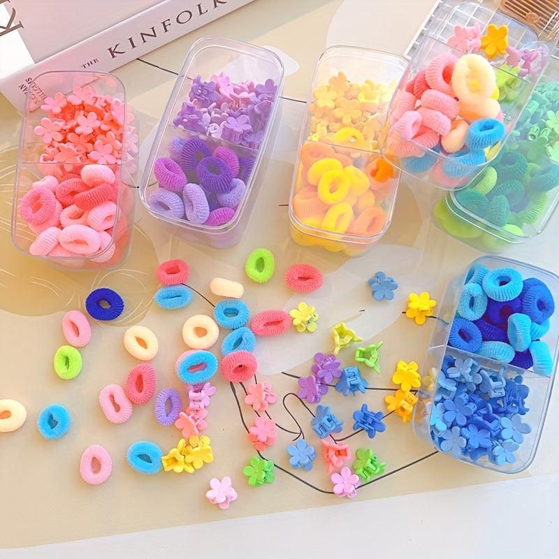 48pcs Baby Girls Flower Hair Claw Clip & Elastic Ponytail Hair Accessories Set