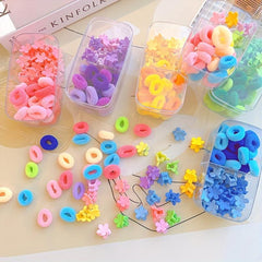 48pcs Baby Girls Flower Hair Claw Clip & Elastic Ponytail Hair Accessories Set