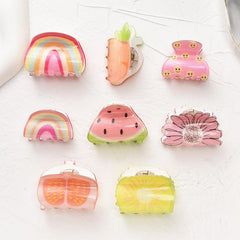 Fruit Rainbow Hair Claw Mini Shark Claw Braid Hair Clip Ponytail Holder
