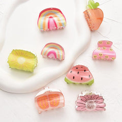Fruit Rainbow Hair Claw Mini Shark Claw Braid Hair Clip Ponytail Holder
