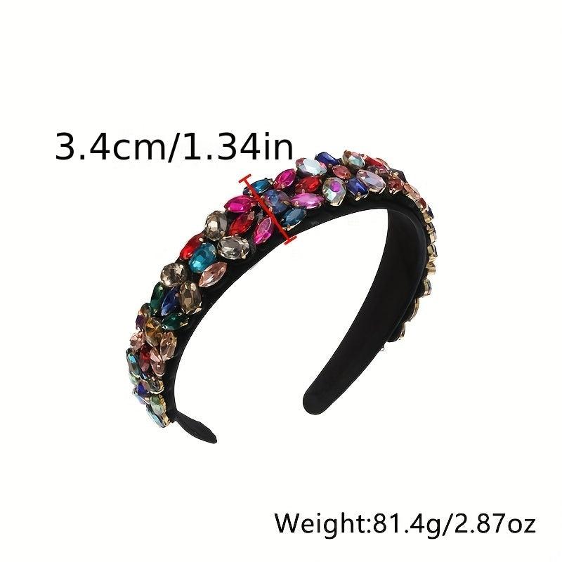 Baroque Rhinestone Headband Crystal Head Hoop Wide Headdress Hair Accessories