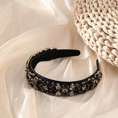 Baroque Rhinestone Headband Crystal Head Hoop Wide Headdress Hair Accessories