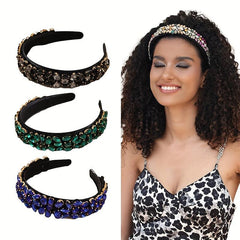 Baroque Rhinestone Headband Crystal Head Hoop Wide Headdress Hair Accessories
