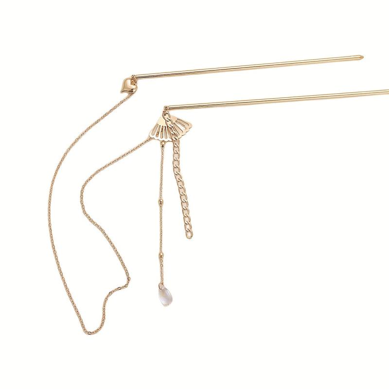 Retro Hair Pin Mini Fan Shape Decor Pendant Double Hairpin Ponytail Holder