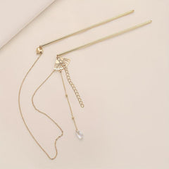 Retro Hair Pin Mini Fan Shape Decor Pendant Double Hairpin Ponytail Holder