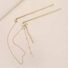 Retro Hair Pin Mini Fan Shape Decor Pendant Double Hairpin Ponytail Holder