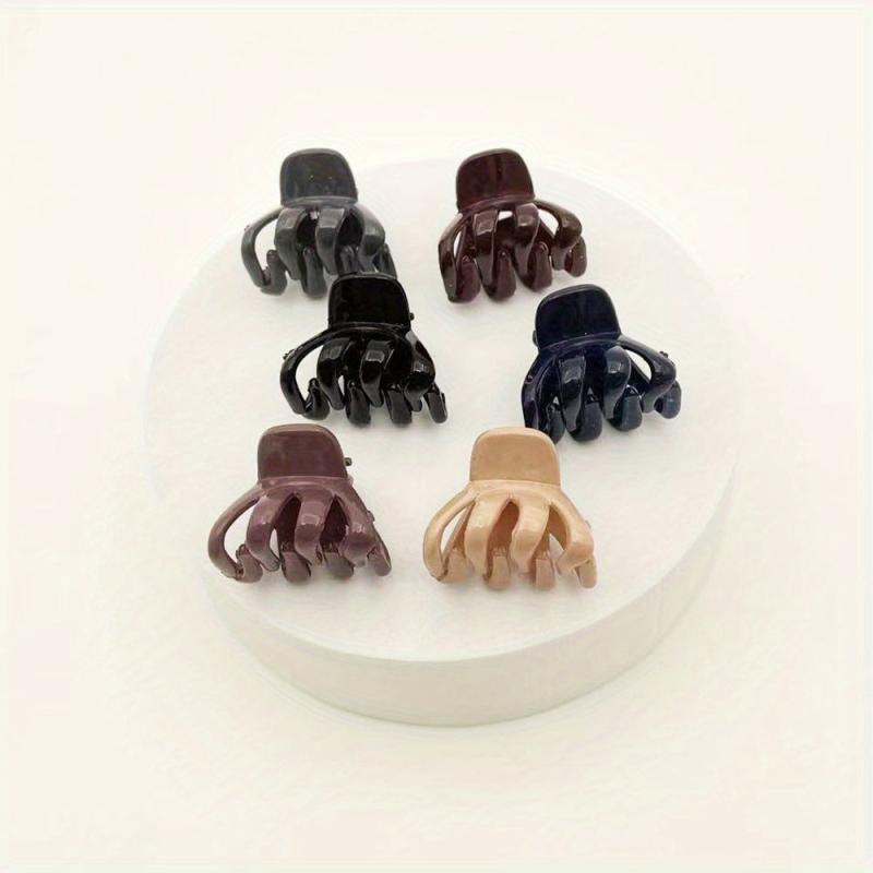 6pcs Mini Hair Claw Clip Solid Flower Shaped Hair Clip for Women Girls