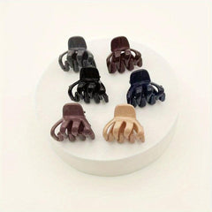 6pcs Mini Hair Claw Clip Solid Flower Shaped Hair Clip for Women Girls