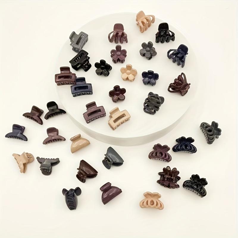 6pcs Mini Hair Claw Clip Solid Flower Shaped Hair Clip for Women Girls