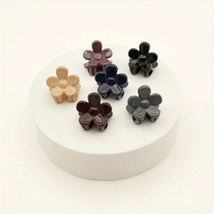 6pcs Mini Hair Claw Clip Solid Flower Shaped Hair Clip for Women Girls