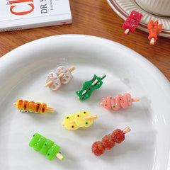 Lotus Root Meat Ball Skewer Duck Billed Hair Clip Funny Food Series