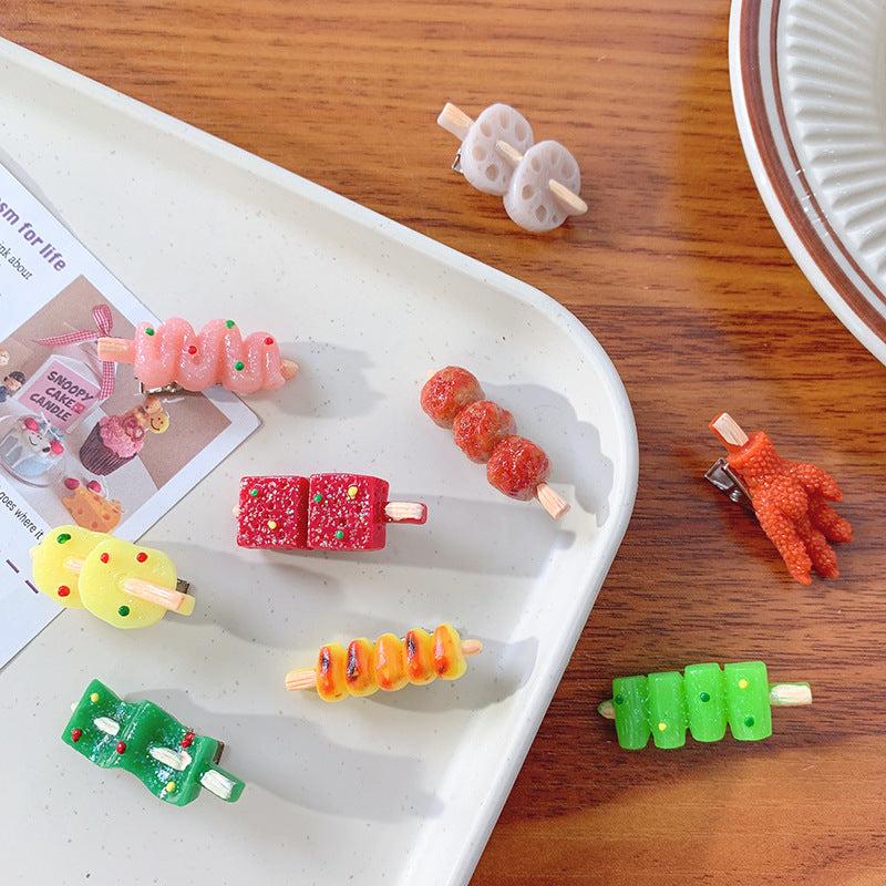 Lotus Root Meat Ball Skewer Duck Billed Hair Clip Funny Food Series