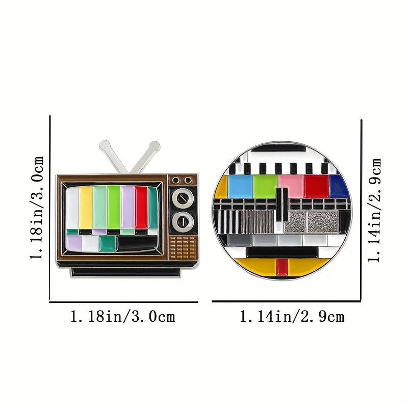 Retro TV Rainbow Striped Brooch