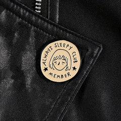 ALWAYS SLEEPY CLUB MEMBER Cartoon Round Brooch Star Boys And Girls Brooch