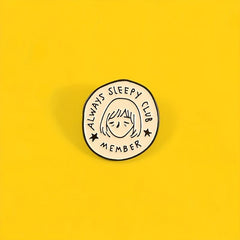 ALWAYS SLEEPY CLUB MEMBER Cartoon Round Brooch Star Boys And Girls Brooch