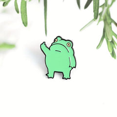 Funny Frog Brooch For Men Cartoon Baked Paint Enamel Frog Pin