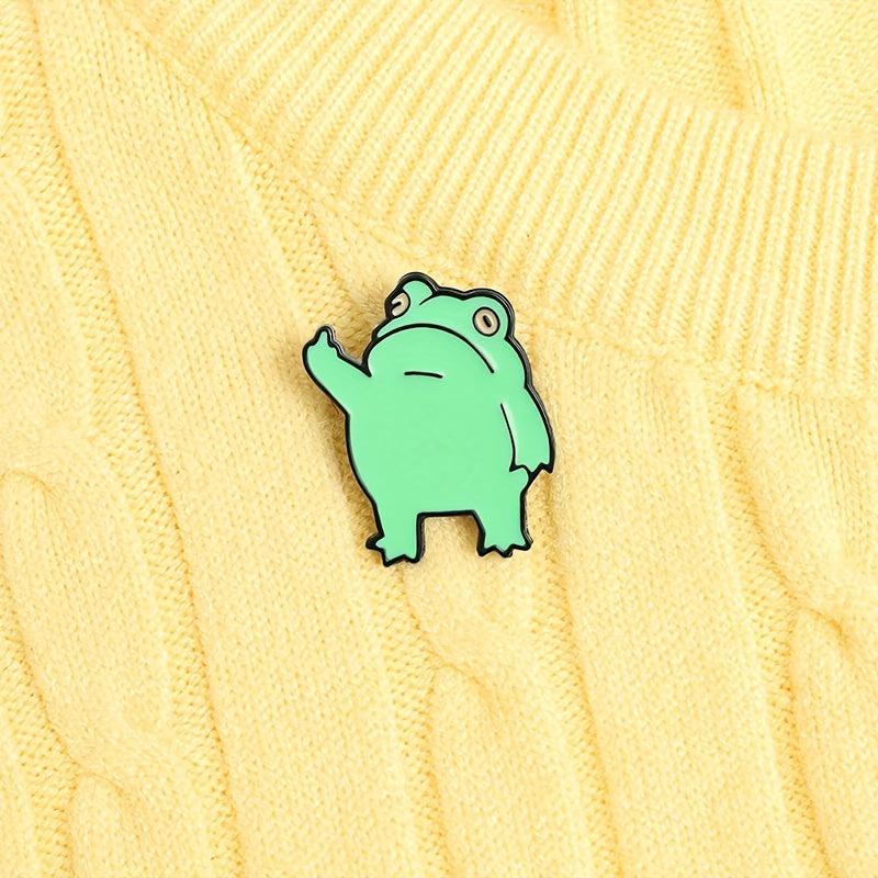 Funny Frog Brooch For Men Cartoon Baked Paint Enamel Frog Pin