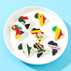 African Map Enamel Brooch