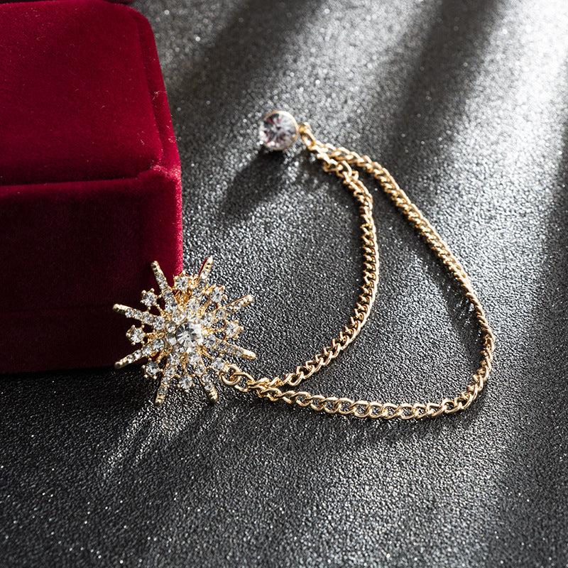 Men's Eight-Pointed Star Tassel Suit Brooch