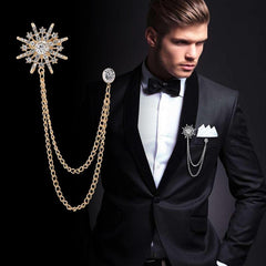 Men's Eight-Pointed Star Tassel Suit Brooch