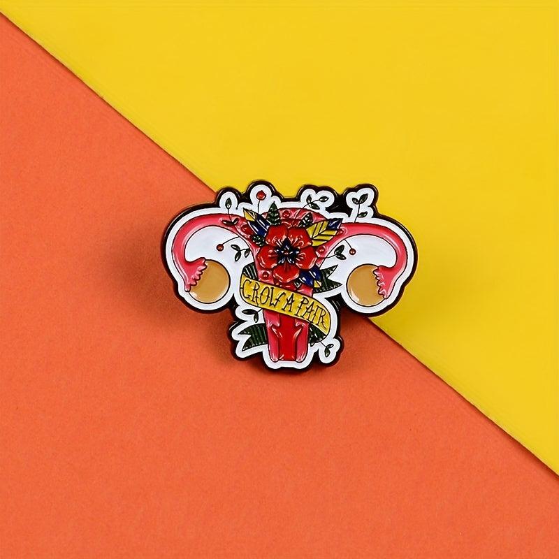 Women's Uterus Ovarian Brooch Flower Plants Gut Feminism Brooch