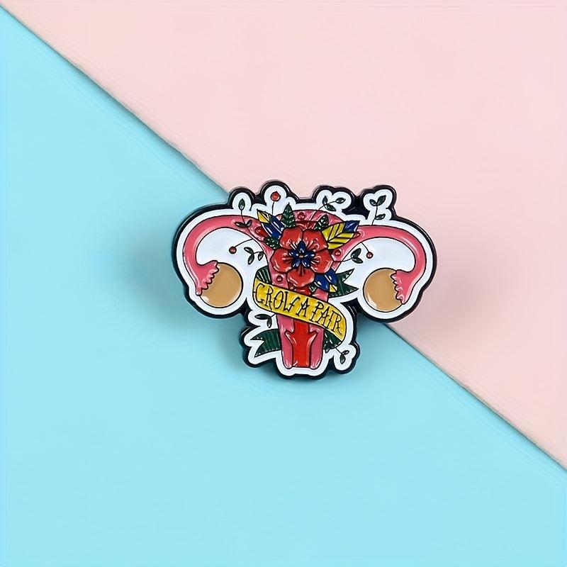Women's Uterus Ovarian Brooch Flower Plants Gut Feminism Brooch