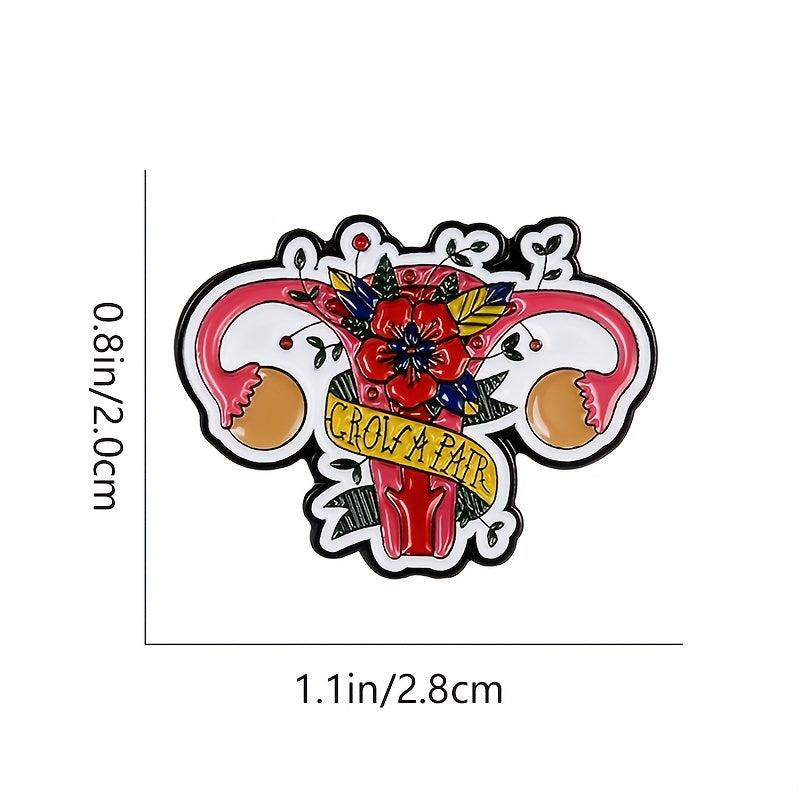 Women's Uterus Ovarian Brooch Flower Plants Gut Feminism Brooch