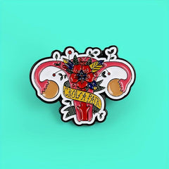 Women's Uterus Ovarian Brooch Flower Plants Gut Feminism Brooch