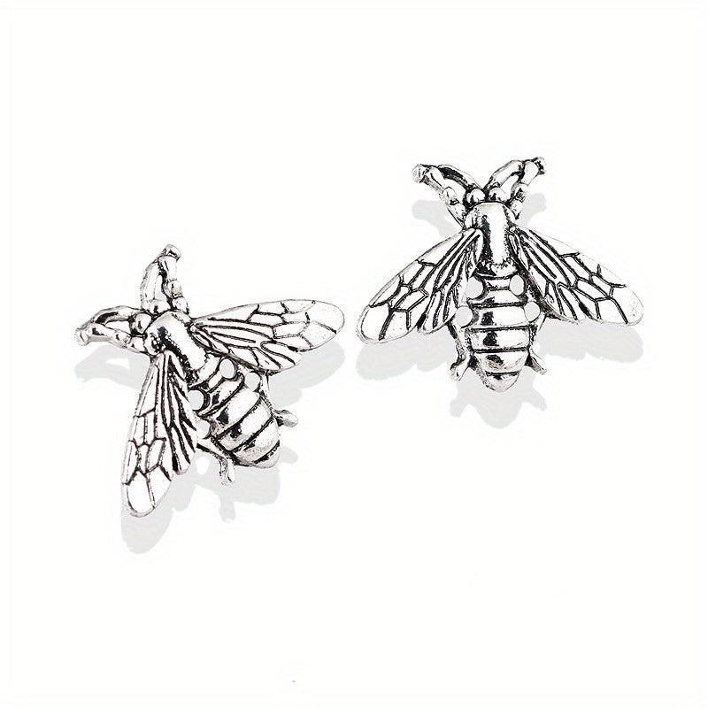 Bee Brooch Collar Pin Buckle Alloy Button Couple Shirt Suit Accessory Silver